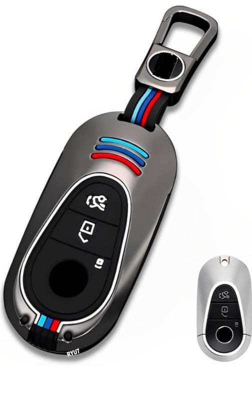 RYU7® Metal Key Fob Cover Fits for Mercedes Benz W223 S Class S300 S350 S450 S500 G Class E Class Car Key Case Cover