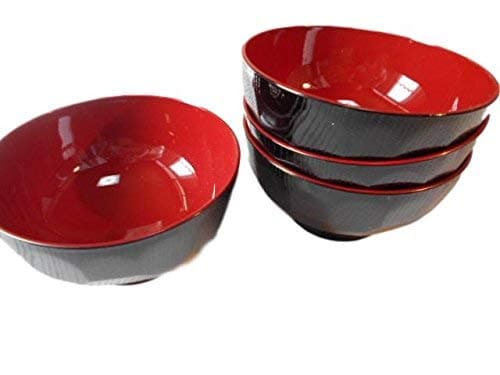 Japanese miso soup cup bowls mug rice bowl 4set Red and Black for Japanese foods.4.7×4.7×2.36in,11oz. Made in JAPAN.Washoku tableware.