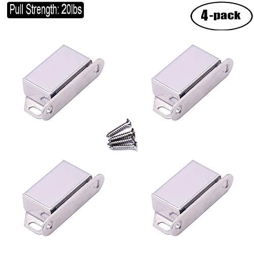 Homello Magnetic Cabinet Door Catch, Stainless Steel Closet Catches with Strong Magnetic, Furniture Latch 20 lbs (Pack of 4)