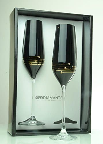 Gold Champagne Flutes with Swarovski Elements - Super