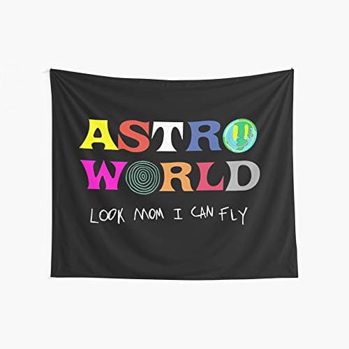 Noick ASTROWORLD Look Mum I Can Fly 3D Boutique Wall Tapestry Pop Art Retro Micro Microfiber Peach Peach Home Decoration 59.1X51.2 in
