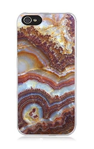 DECO FAIRY Natural Marble Snap on Case Cover for Apple iPhone 5 5S (Brown Marble)