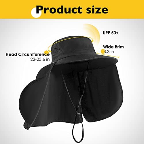 DOCVIT Fishing Hat for Men&Women,Outdoor UV Waterproof Wide Brim Bucket Hat,UPF50+ Sun Hat with Neck Flap