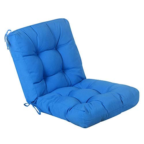 QILLOWAY Outdoor Seat/Back Chair Cushion Tufted Pillow, Spring/Summer Seasonal All Weather Replacement Cushions. (Marine Blue)