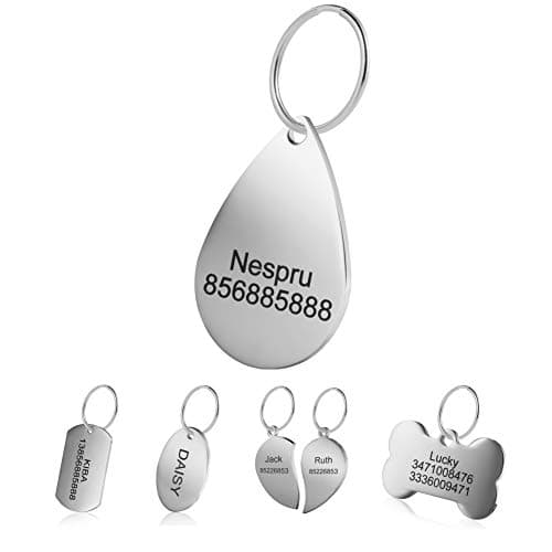 LYL Premium Engraved Personalised Pet Dog Cat Name ID Stainless Steel Tag Collar (M, Drip)