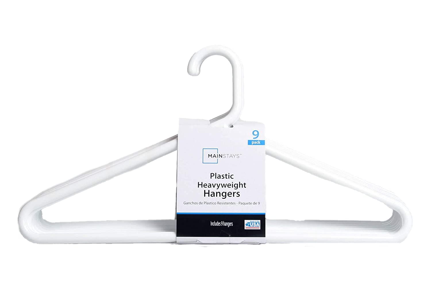 Mainstay Strong Extra Heavy Adult Plastic Tube Hangers - White - 9 Ct