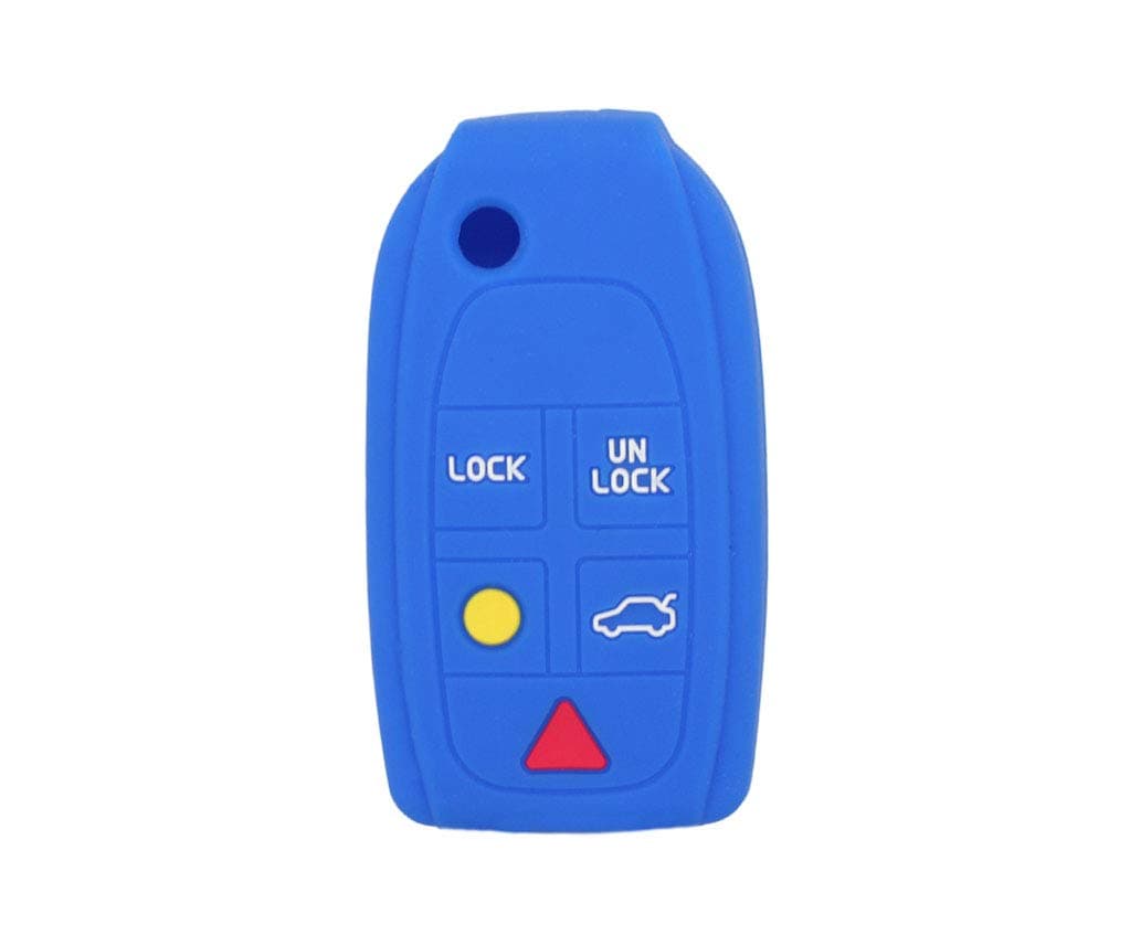 Silicone Cover Protector Case Holder Skin Jacket Compatible with VOLVO 5 Button Flip Remote Key Fob CV4781 Deep Blue