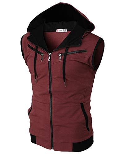 Mens Casual Slim Fit Zip-up Hoodie Vest Lightweight Sleeveless Hooded