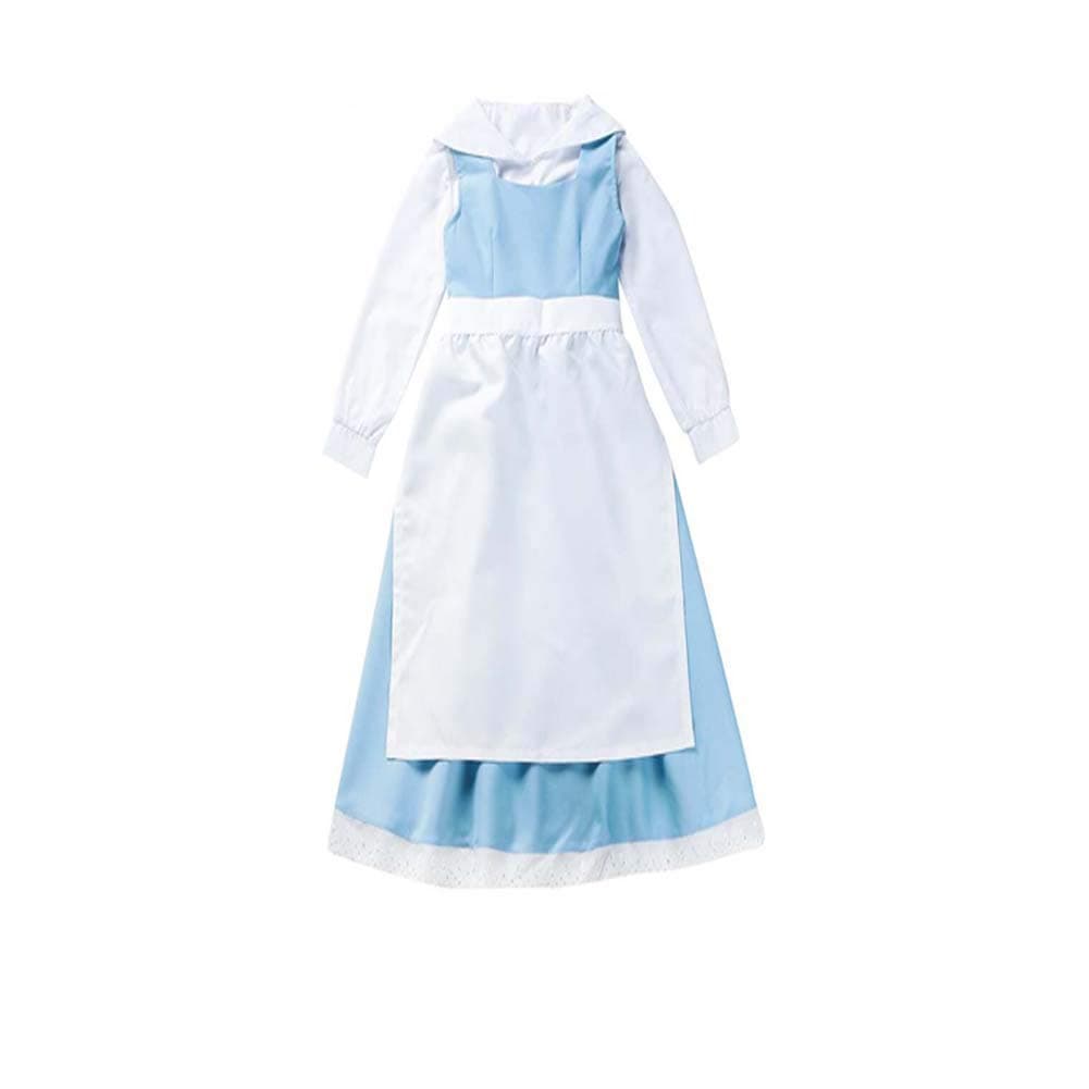zhiqing Blue Beauty And The Beast Belle Dress Anime Cosplay Costume Fancy Halloween Maid Dress Apron For Women (X-Large)