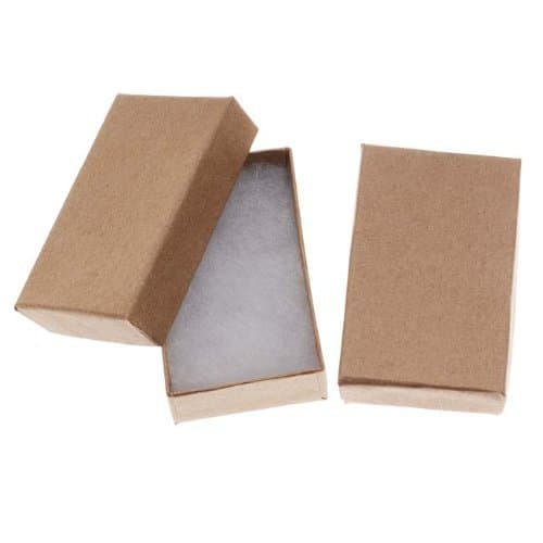 50 Pack Cotton Filled Brown Kraft Jewelry Gift Boxes Jewelry Pendant Earring Necklace Bracelet Packaging 2 5/8" x 1 1/2" x 1" (67 x 40 x 25 mm) Size #21-By RJ Displays