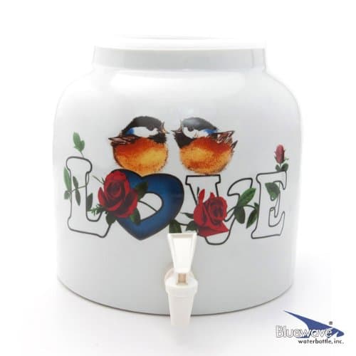Bluewave Love Birds Design Beverage Dispenser Crock