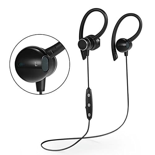 Wireless Sports Bluetooth Headphones V4.1 Shake Proof Earphones with Mic IPX5 Waterproof HD Sound with Bass Magnetic Attachment Earbuds for Gym Running Driving Leisure 9 Hour Battery Headsets (Black)