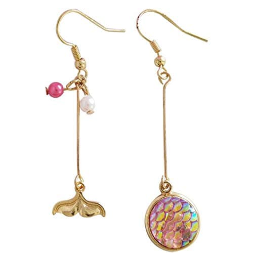 J&JGirls silver plated fashion cute left and right asymmetric small goldfish shape candy color earrings