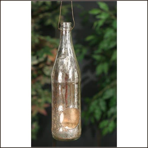 Simply Abundant Mercury Glass Hanging Tea Light Holder with Copper Wire, Party or Garden Decor