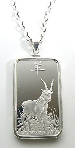 Sterling Silver 925 Necklace Bezel Chain with Solid Silver Bar 999 GOAT