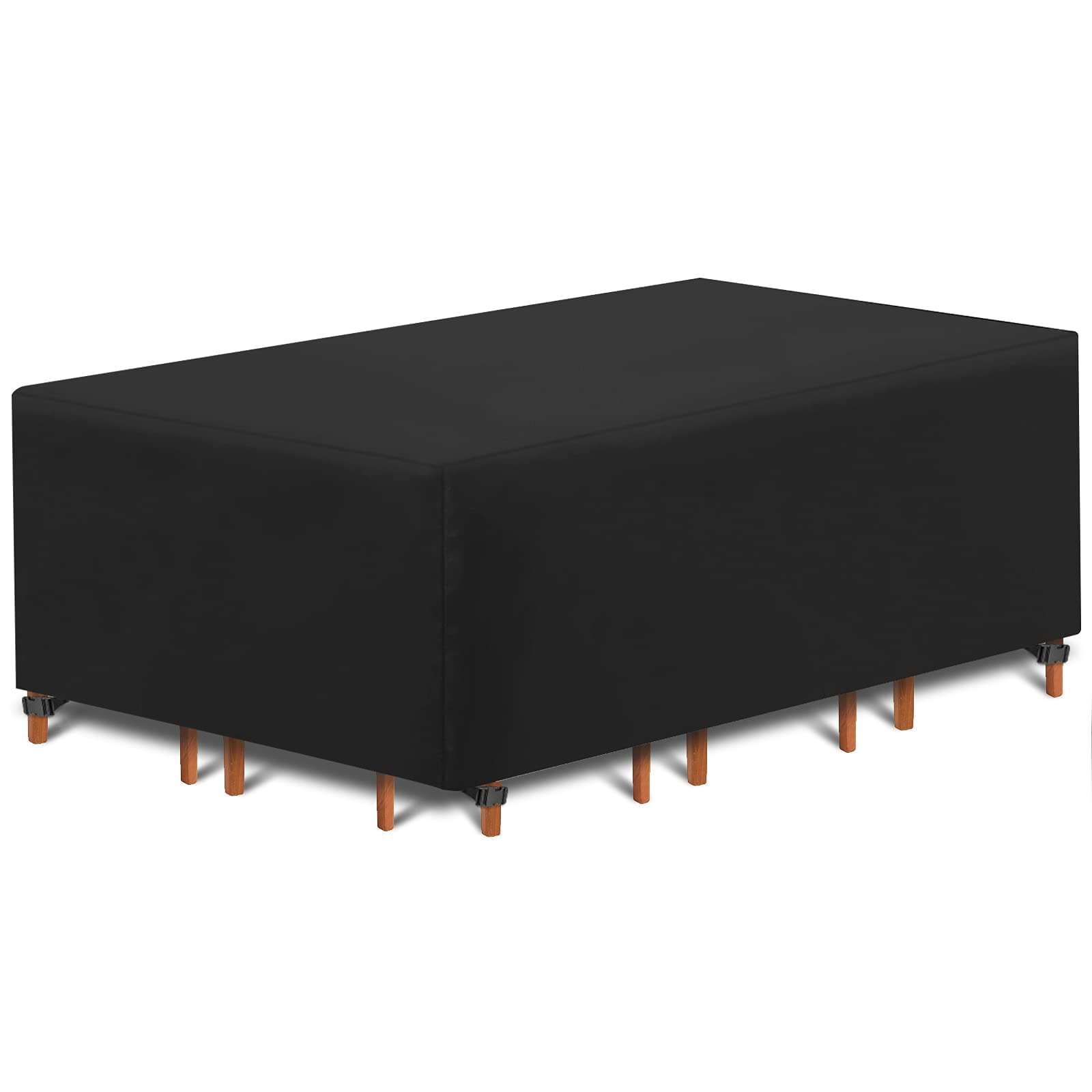 TVIRD Patio Furniture Covers,96” x 64”x 40” Patio Rectangular Outdoor Covers of 600D Oxford Fabric with 4 Windproof Buckles Waterproof, Rain-Snow Proof Anti-UV, Fits for 8 to 10 Seats