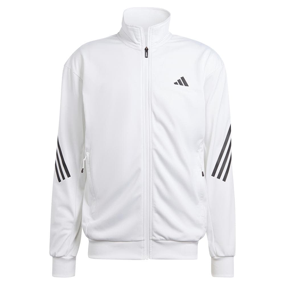 adidasMen`s 3-Stripe Knitted Tennis Jacket Black
