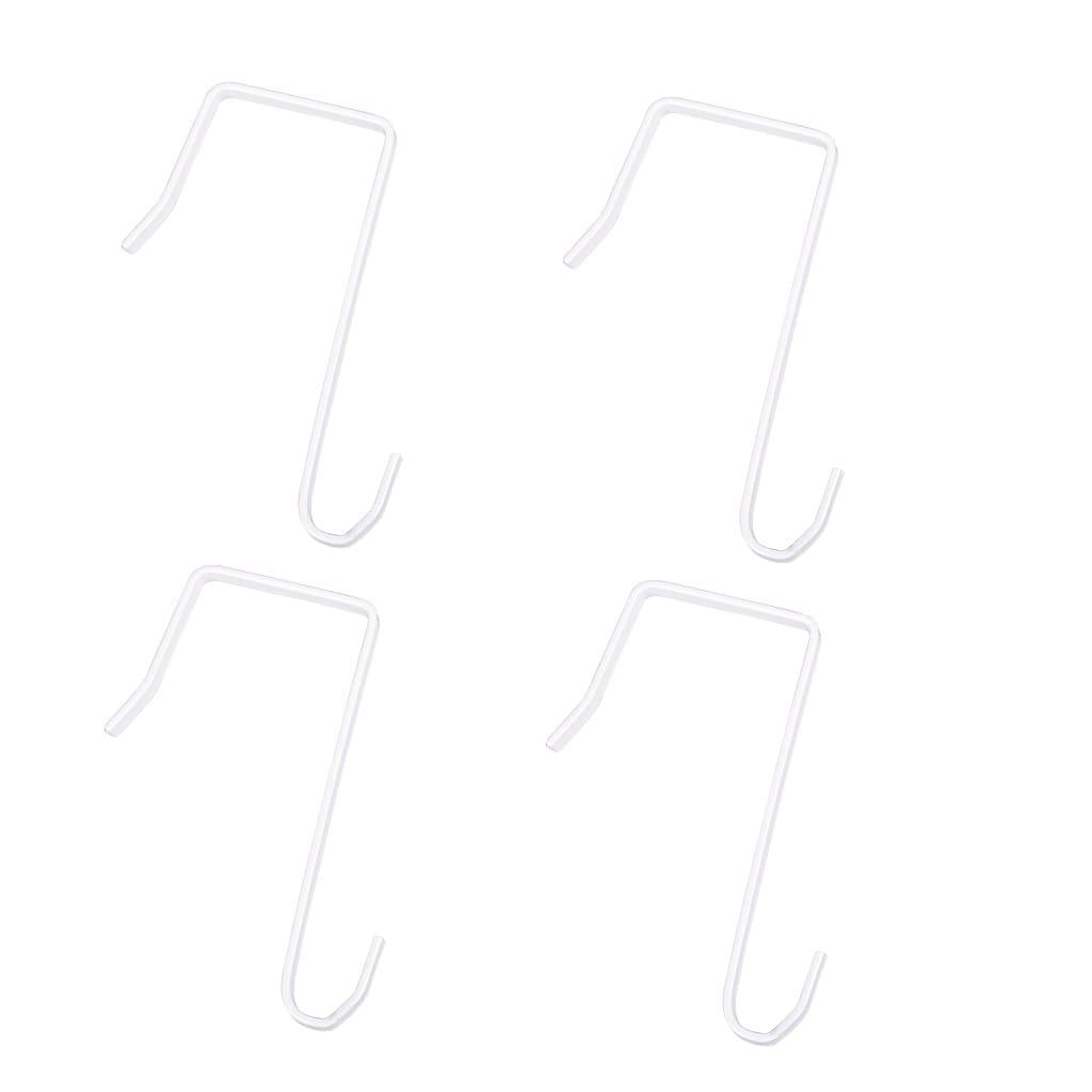 4 Packs Over the Door Hanger Hook Pocket Chart Hanging Hooks Metal Space Saving Organizer for Coat, Towel, Bag, Robe,Clothes - White