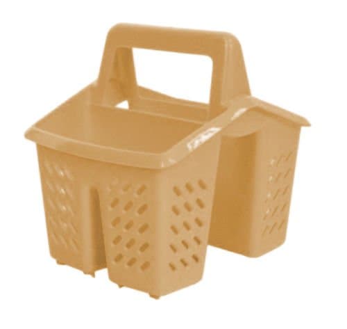 4 Compartment Plastic Sink Tidy Filter Cutlery Drainer Caddy with Handle (Beige)