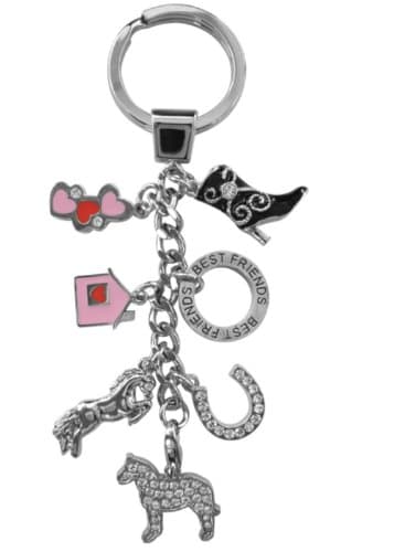 Horse Charms Crystal Keyring dangly Horses Handbag Charm