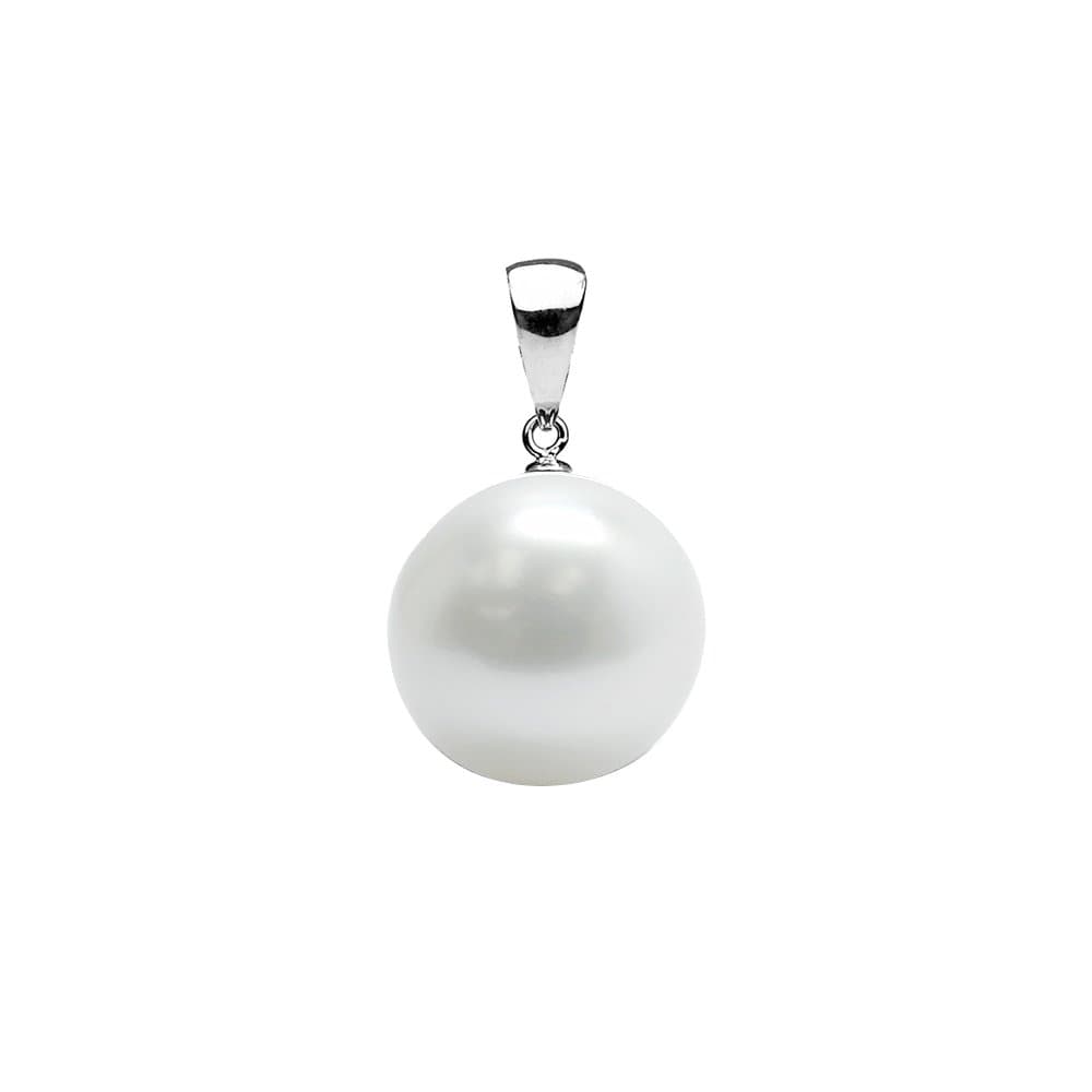 925 Sterling Silver 12 Mm Large Size AAA Quality Faux Pearl Slider Pendant. Includes Flexible Loop Fits All Chains