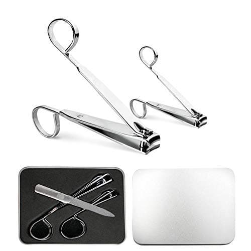 MosBugNail Clipper Set-3PCS Stainless Steel Finger Nail,Toe Nail Clippers and Nail File with Metal Case for Women and Man