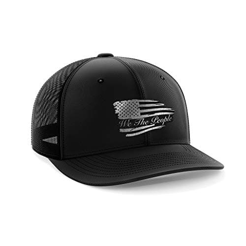 Torn We The People Black Leather Patch Hat