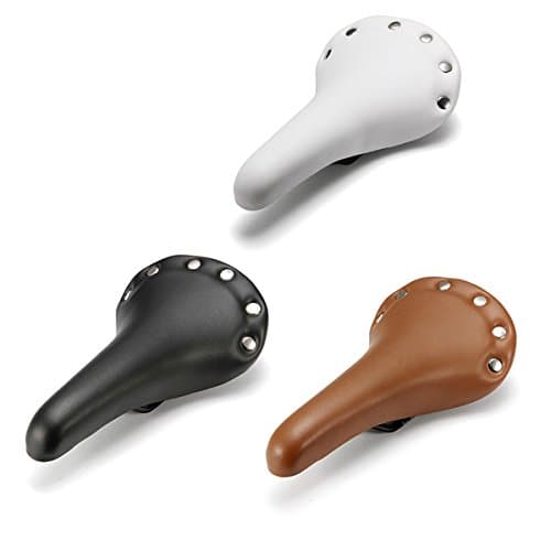 Rivetted Leather Road Bike Seat Saddle Color black