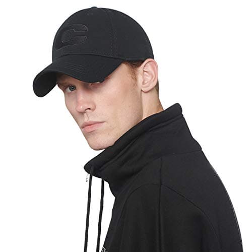 CACUSS Men's 100% Cotton Classic Baseball Cap Dad Hat Adjustable Comfy Polo Golf Cap Trucker Cap Fashion Curved Visor Hat Black