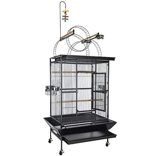 32" x 23" x 72" Inch Bird Parrot Cockatiel Pet Animal Non-Toxic Epoxy Cage Stand Round Ladder Play Top Black Vein