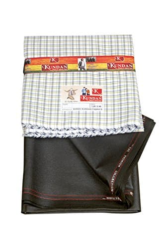 KUNDAN SULZ GWALIORMen's Executive Checks Shirt Piece & Fancy Trouser Fabric Combo Set ( 1 Pant and Shirt Piece )