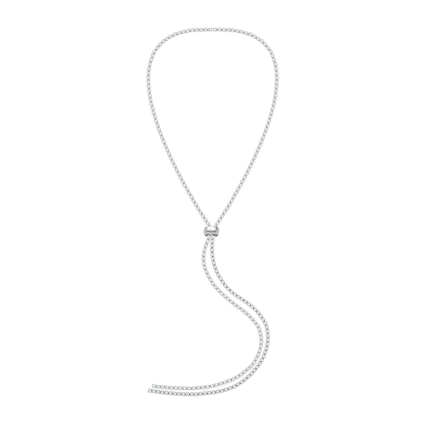 CZ Long Necklace, Rhinestone Bar Y Lariat Necklace Silver Tone for Women Birthday