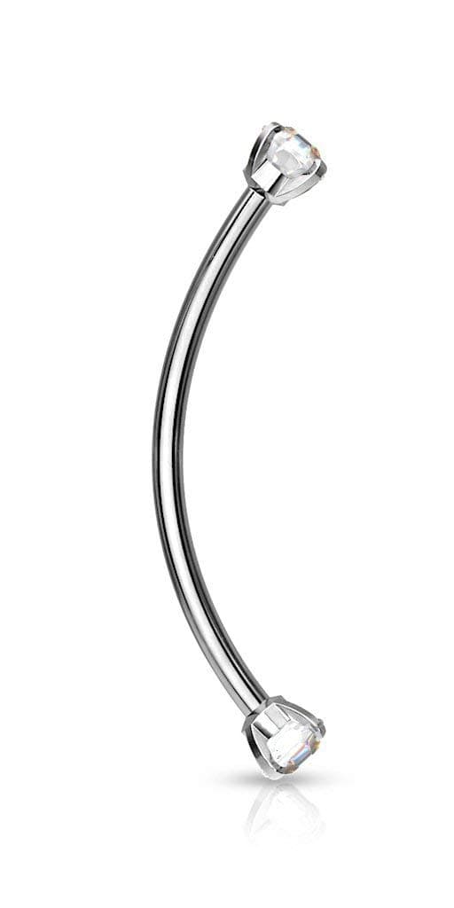 Snake Eyes Piercing Jewelry Tongue, Conch, Belly Button or Eyebrow Rings for Women & Men - 16g Curved Barbell 3mm Clear Crystal Surgical Steel Piercing (1 Pcs - 9/16")