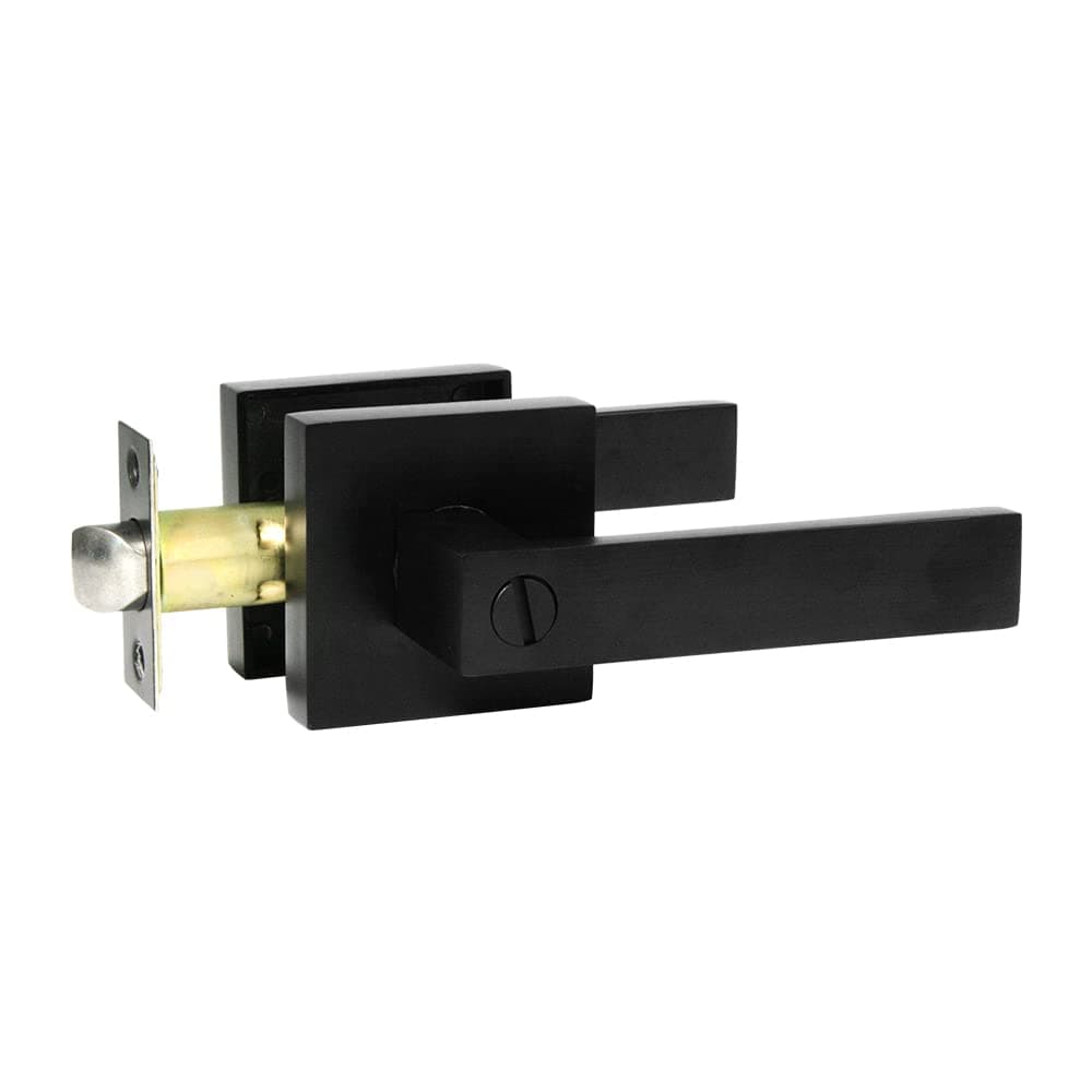 SUNTAIPrivacy Door Lever Keyless Matte Black Interior Bathroom/Bedroom Handle Door Lockset,Reversible for Left Right Side Handed,1 Pack