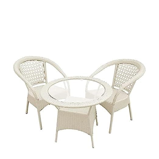 CLASE FURNITURE |D-8 Patio|Indoor Outdoor Living Room Balcony Garden 2Chair + 1Table Furniture Set Coffee Chair Set Powder Coated