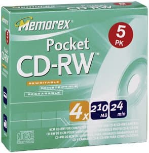 Memorex Imation 4X 8CM Rewritable Pocket CD-rw In Paper Box