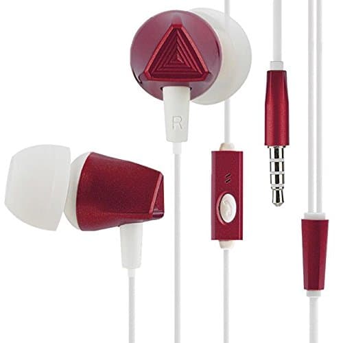 Kingyou Wired In-ear Earphones Headphones Earbuds with Mic for iPhone iPod iPad Android Smartphones, Tablets, MP3 Players (KF01 Red)