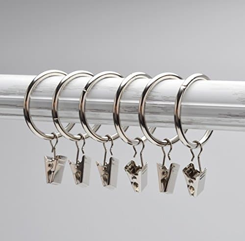 Stainless Steel Metal Curtain Rings with Clips.(Pack of 30 ) (silver 1.5inch)
