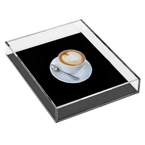 Waterproof Acrylic Vanity Tray, Acrylic Tray, Valet Tray, 5MM Thick Lucite Catchall Tray, Nightstand or Dresser Organizer for Change, Coin, Key, Phone, Bathroom Vanity Tray, 10.2 x 8.5 x 1.8 inches