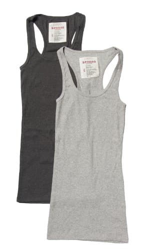 2 Pack Zenana Women's Basic Ribbed Tank Top Med Charcoal, H Gray,Medium