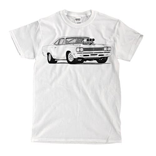 Plymouth Roadrunner 1969 Drawing White T-shirt - Ready to Ship!! (3XL)