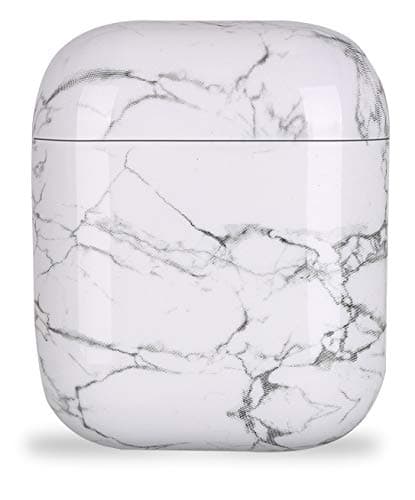 Jiarusig Compatible Airpods Case Cover, Marble Cute Protective Hard PC AirPods Skin Accessories Kit Cover for Girls Men Women Compatible AirPods 1 & 2 Charging Case, White Marble