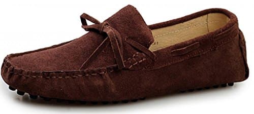 SUNROLAN Men's Fashion Dress Casual Leather Flats Driving Moccasin Loafer Shoes