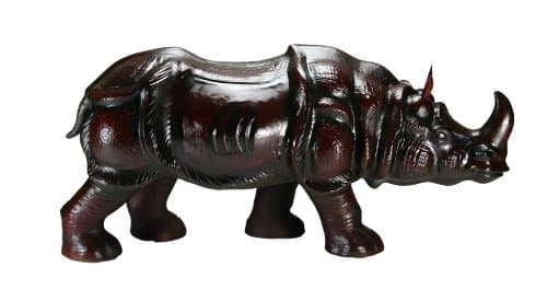 Gurman LA LA-1331 1518IN Leather Covered Rhino Standing Figurine, 15-Inch, Light Brown