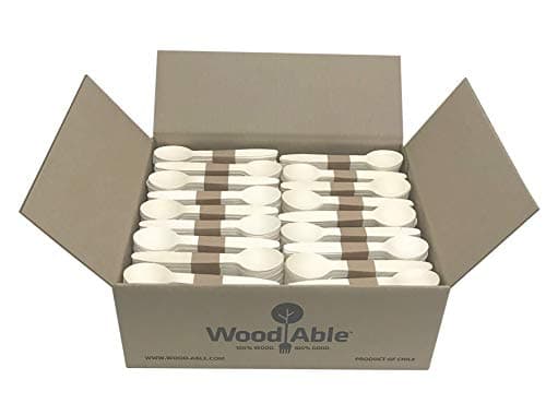 WoodAble - Disposable Wooden Spoons | Alternative to Plastic Cutlery - FSC Certified - Eco Biodegradable Replacements - Single Use Splinter Free - 100% Wood Utensils (1,000 Count)
