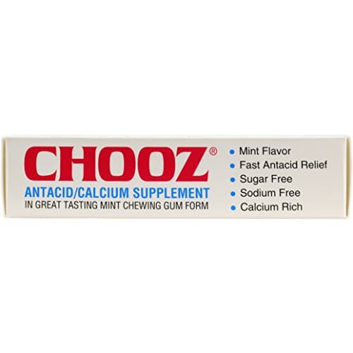 Chooz Calcium Carbonate Antacid Sugar Free Mint Gum, 12 Pieces