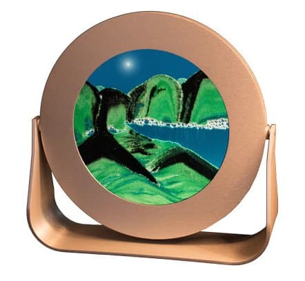 Exotic Sands USA Manufacturer Direct - Rd62 Small Round Silver Frame (Summer Turquoise) Best Corporate Gift! Sand Pictures by Inventor William Tabar. Voted Top 10 Most Unique Gift! - Made in America.