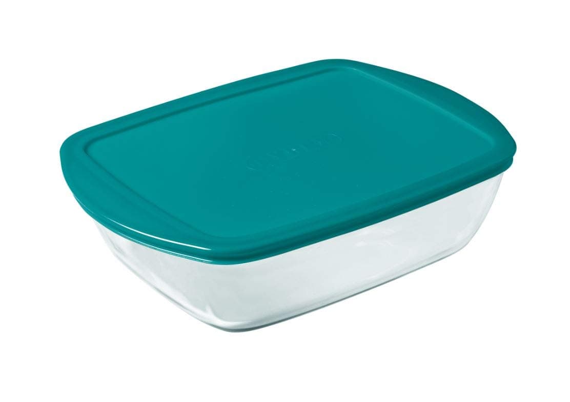 Cook & Store Glass rectangular Dish high resistance with lid 28x20x8 cm, Green