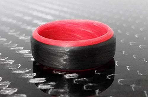 Core Carbon RingsCORE CARBON RINGS - Handmade Ring Band - Men's or Women's Carbon Fiber Ring with Red Glow Interior, Matte Finish, Glow-in-the-Dark, Durable, Waterproof, Sizes 4-16, Custom Band Widths