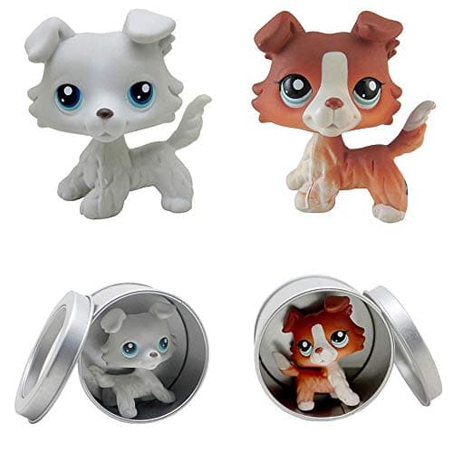 Meidexian888 2PCS Rare Littlest Pet Shop, LPS Cartoon Cute Dog Child Girl Figure Toy Loose with Box Gifts for Children